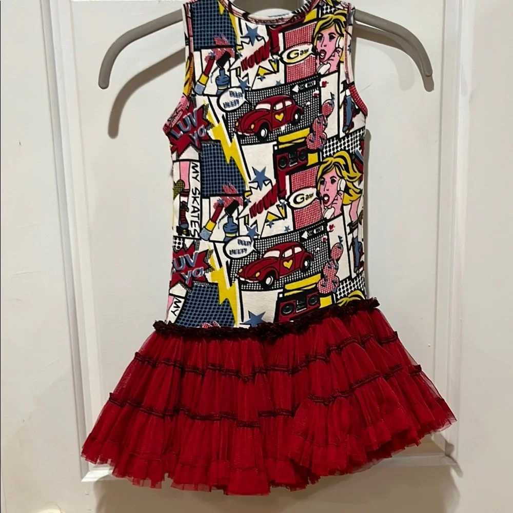 Red Superhero Comic Book girls size 4 dress
